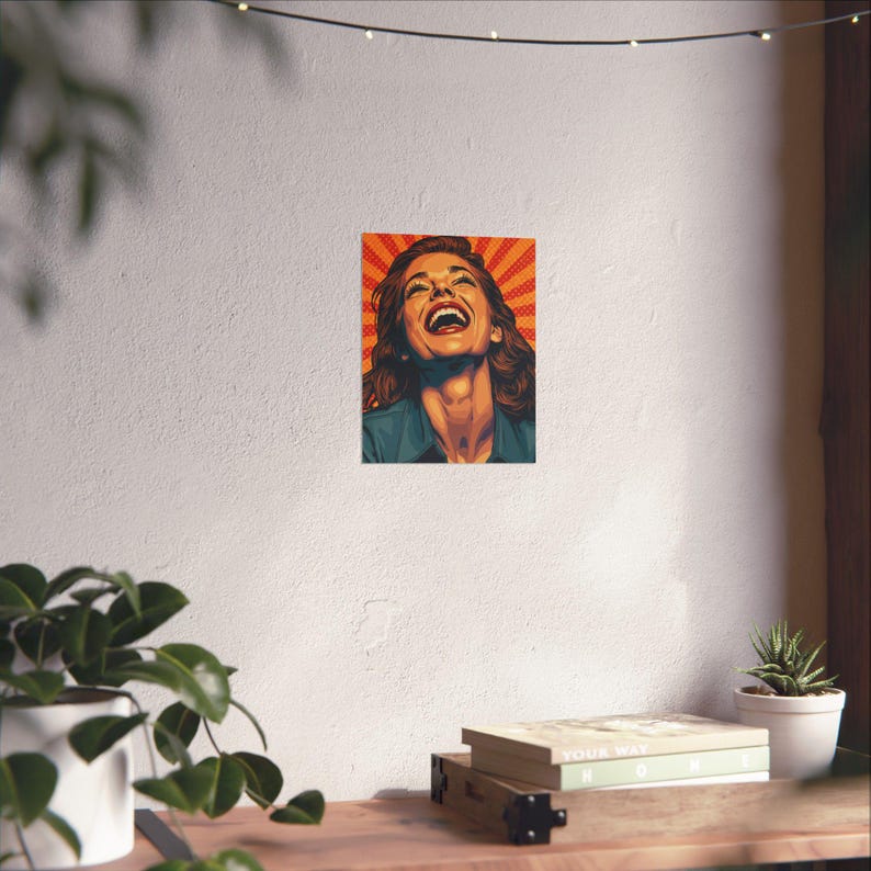 Retro Pop Art Laughing Woman Poster Matte Vertical Poster Etsy Retro Pop Art Laughing Woman Poster Matte Vertical Poster Etsy