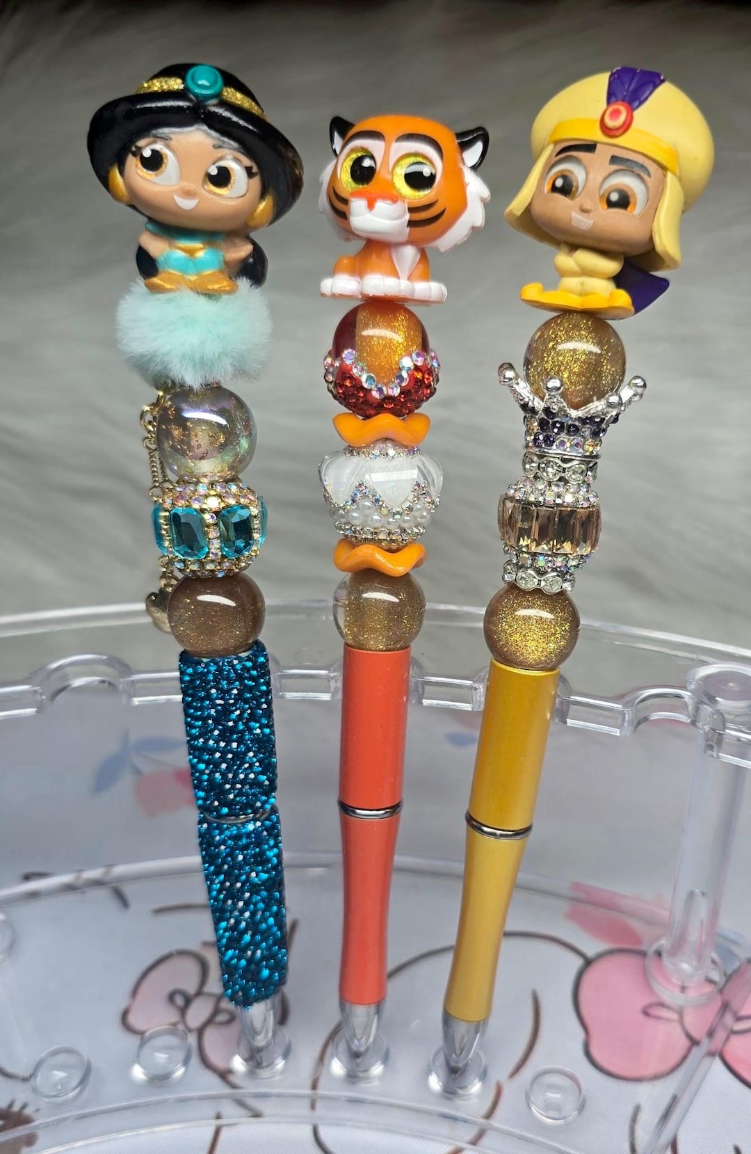 Handmade Beaded Pens | Jasmine, Rajah, Aladdin Inspired | Rhinestone ...