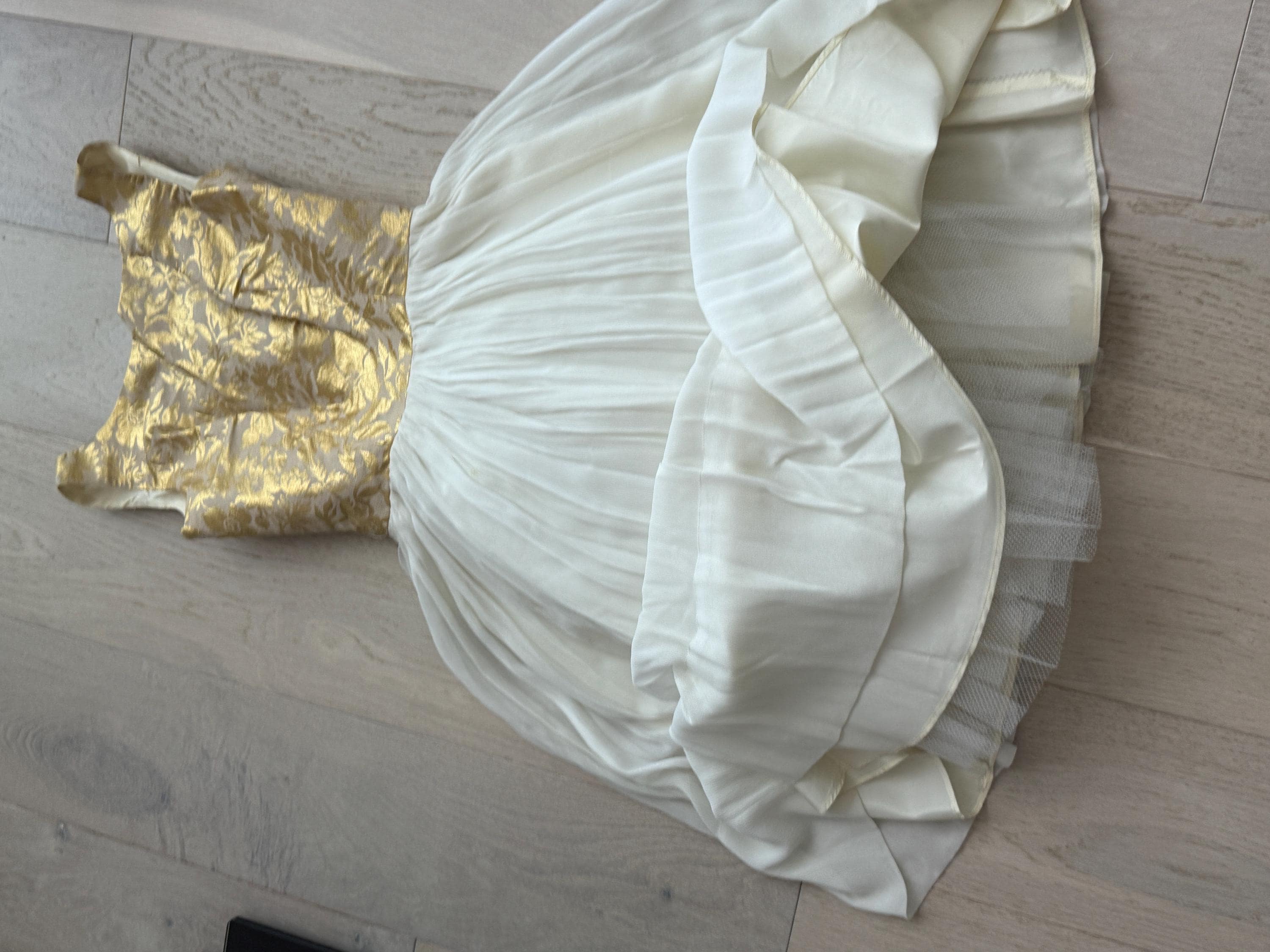 Vintage Gold and White Brocade Dress With Chiffon Skirt, Peticoat Size XS -  Etsy Israel
