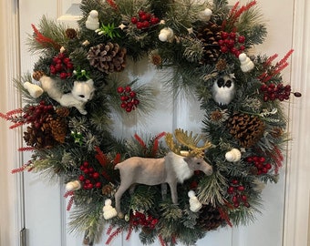 Moose friends holiday wreath
