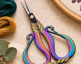 Swan Embroidery Scissors | Ornate Vintage Style Sewing Snips | Cross Stitch Thread Scissors | Choose Finish