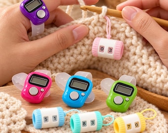Row Counter for Knitting and Crochet, Digital Finger Stitch Counter or Barrel Row Counter, Knitting Counter and Crochet Counter Set