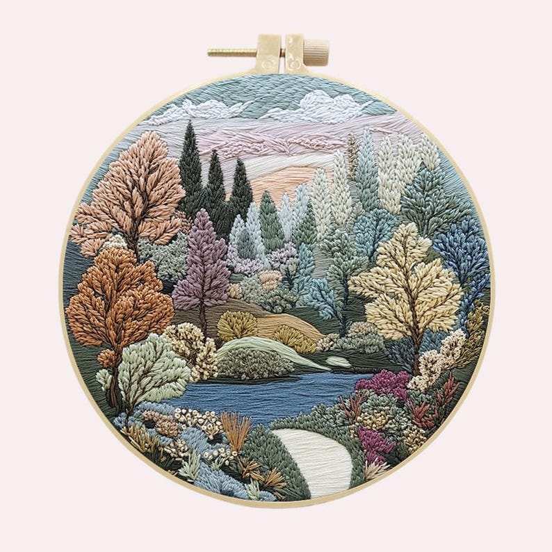 Landscape Embroidery Kit | Four Seasons Hoop Wall Art | Beginner Craft ...