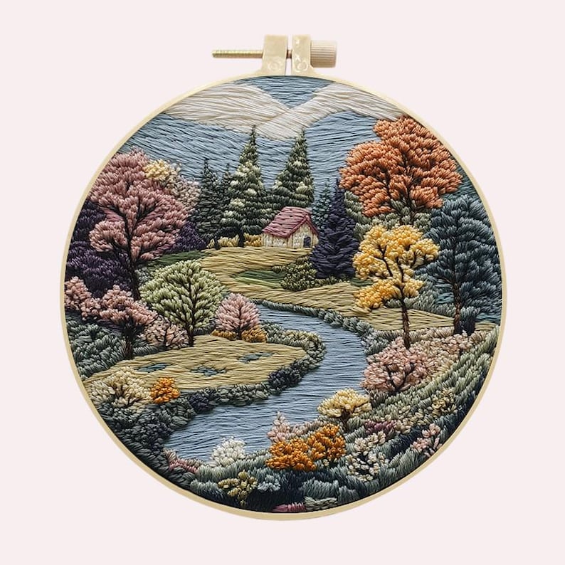 Landscape Embroidery Kit | Four Seasons Hoop Wall Art | Beginner Craft ...