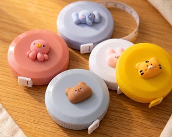 Retractable Tape Measure, Cute Animal Measuring Tape for Sewing, Knitting and Crochet, 60 Inch Soft Tape, Kawaii Sewing Gift