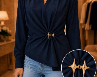 Clothing Cinch Clip, Star Cinch Pin for Shirts and Dresses, No Sew Waist Cinch Clip, Decorative Celestial Garment Pin, Gold Silver Bronze