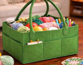 Felt Yarn Organizer Caddy | Craft Supply Storage Basket | Knitting Crochet Gift