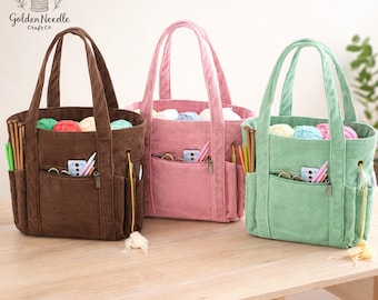 Crochet Project Bag, Knitting Tote, Gift for Crafters, Craft Storage Bag, Art Supply Bag, Crochet Storage Bag, Yarn Bag, Yarn Storage Bag