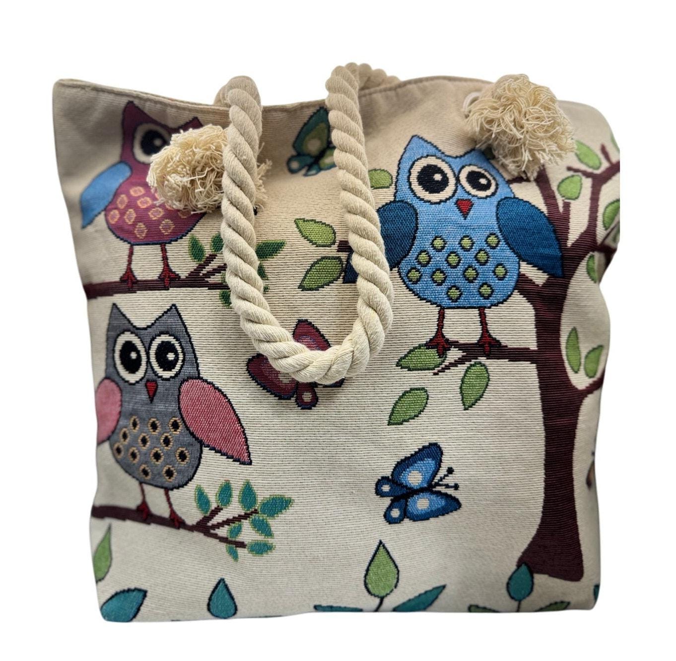 Sweet Owl Tapestry Tote Bag