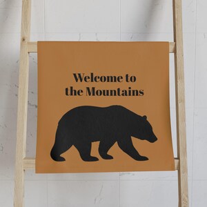Mountain Bear Hand Towel: Rustic Cabin Decor, Nature Lover Gift