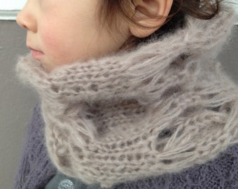 Toddler Cowl - Hand Knit - Airy Mauve Mohair