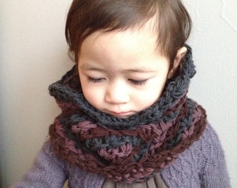 One Size Cowl - Burgundy Mauve Gray  - Neckwarmer - Snood - Holiday Gift - Winter Accessories - Ready to Ship