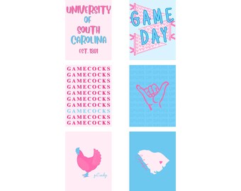 Uofsc Graphics University of South Carolina Digital Prints - Set of 6 - Etsy