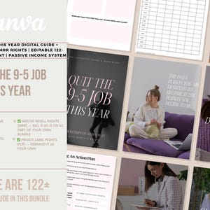 Quit 9–5 Digital Business Guide with Master Resell Rights, Editable Canva Template, Passive Income PDF, Online Marketing Planner
