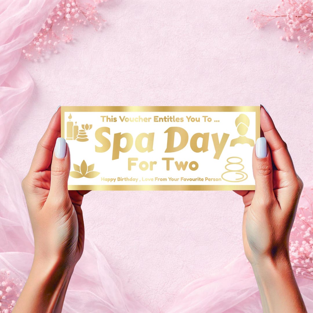 Personalised Spa Day for Two Voucher Ticket, Custom Spa Gift Card ...
