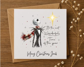 Personalized Nightmare Before Christmas Birthday Card – Jack & Sally, Gothic Theme, Customizable 8 thumbnail image