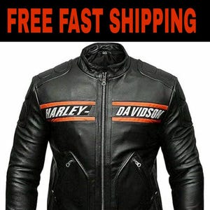 Harley Davidson Biker Lederjacke Premium Rindsleder tragen Harley Motorrad Slimfit Herrenjacke Bestes Geschenk für ihn