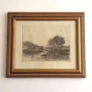 Vintage Original Landscape Etching by Wilson Silsby, Working Proof