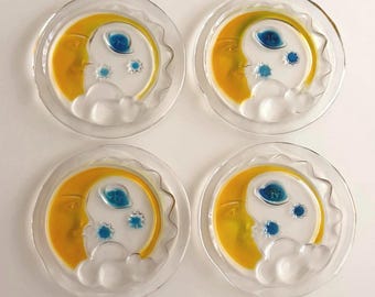 Vintage Mikasa Studio Nova Celestial Glass Coasters Set of 4