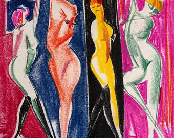 Original Abstract Figurative Pastel Drawing by David “Fox” Starrett