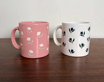 Vintage Floral Waechtersbach Mugs Pair, West Germany