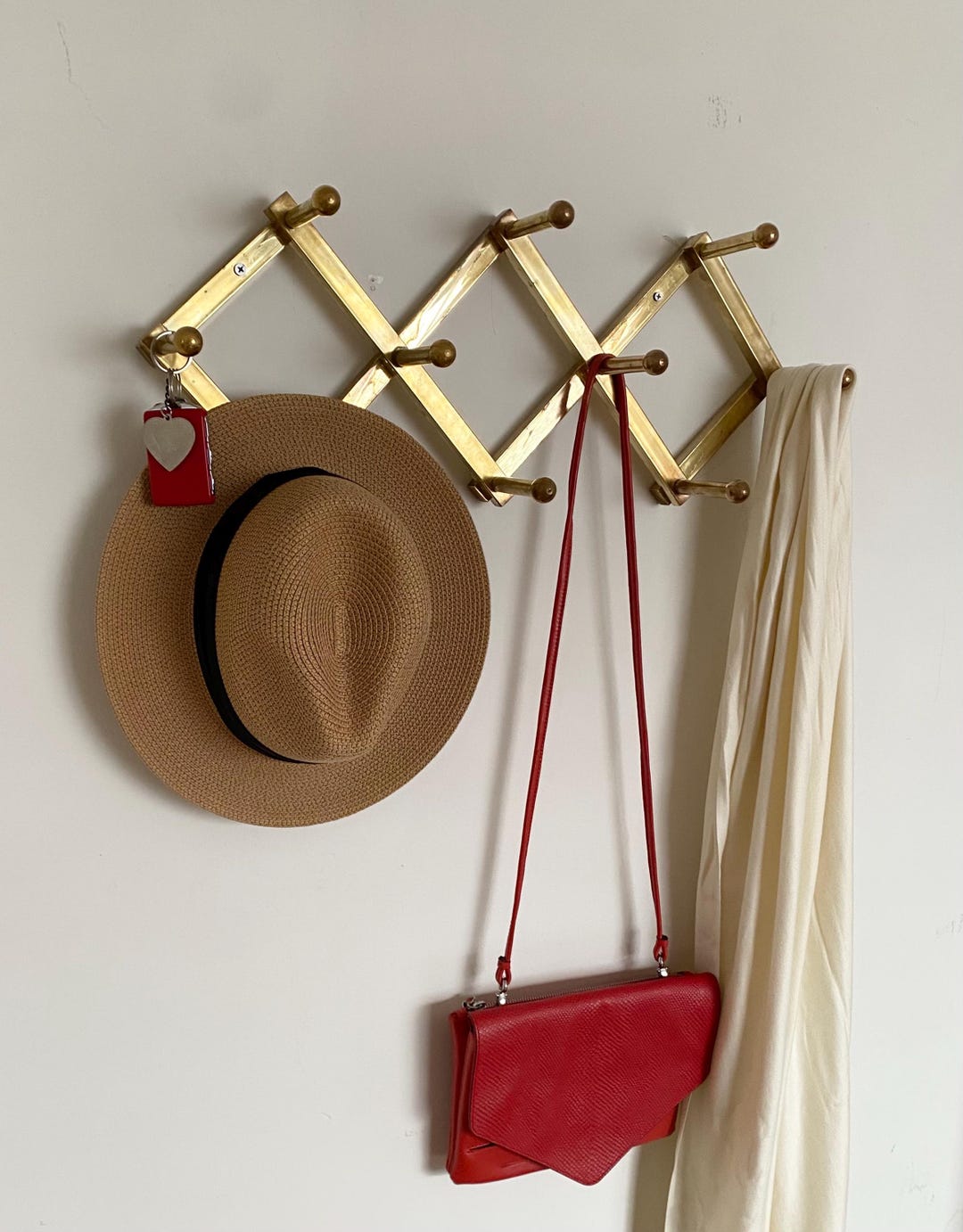 Vintage Brass Wall Mount Accordion Rack - Etsy