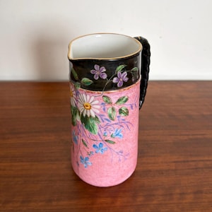 Antique Limoges Porcelain Pitcher with Hand Painted Floral Design