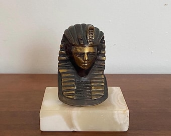 Vintage Brass Egyptian Paperweight with Onyx Base