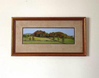 Original Landscape Oil Painting of a Panoramic Fall Pasture by E.M. Pritchard