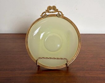 Vintage French Opaline and Ormolu Vanity Dish
