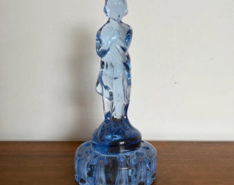 Vintage Original Cambridge Glass "Draped Lady" Flower Frog in Moonlight Blue