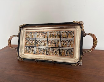 Vintage Egyptian Revival Mixed-metal Serving Tray