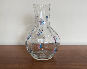 Vintage Glass Vase with Handpainted Floral Pattern