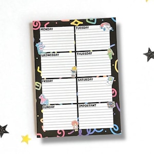 Blocco note settimanale Nova 80s Nostalgia da strappare / Blocco note settimanale / Blocco planner settimanale / Blocco planner settimanale con giocattoli anni &#39;80