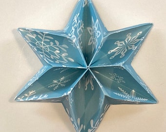 3-D Paper Star Tutorial, Downloadable PDF Instructions, DIY Make Your Own Holiday Christmas Hanukkah Ornament/Gift Topper/Easy Origami Craft