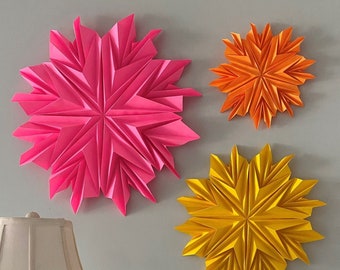 Downloadable PDF Tutorial/Make Your Own Origami Style Art/Gift Topper/Gift/Flower Wall/DIY Paper Craft/Home Décor/3D Polaris Art Sculpture