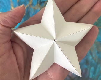 DIY 3D Five-Pointed Paper Star Tutorial (PDF Download with video link) Original Design. Easy to make