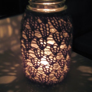 PDF Knitting Pattern Lace Knit Mason Jar Centerpieces DIY Tutorial How To Knit Mason Jar Candle Holder Knit Mason Jar Cozy image 4