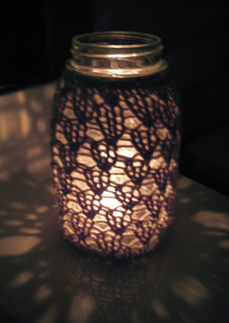 PDF Knitting Pattern Lace Knit Mason Jar Centerpieces DIY Tutorial How To Knit Mason Jar Candle Holder Knit Mason Jar Cozy image 4