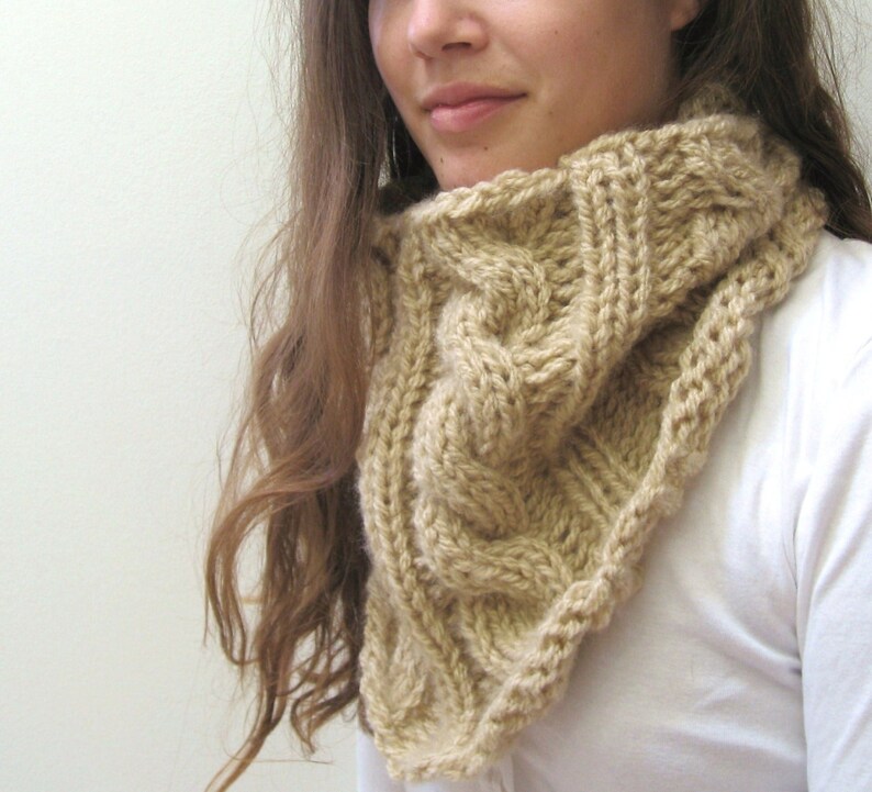 Cable Knit Cowl Knitting Pattern PDF Downloadable Pattern, Digital Pattern DIY Tutorial Knit Neckwarmer Snood Cowl Scarf image 4