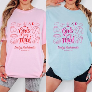 Girls Gone Mild Shirt, Funny Bachelorette Party Tee, Custom Spa Bach Shirt, Bridesmaid Gift, Girls Weekend Matching T-Shirt, Bride Squad