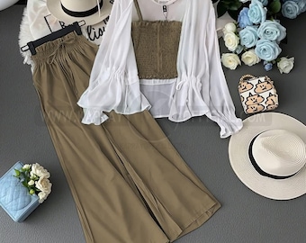 Western Shrug Style 3 Piece Georgette Suit – Versatile Women Outfit Set, Elegant Layered Shrug, Chic Formal & Casual Wear.