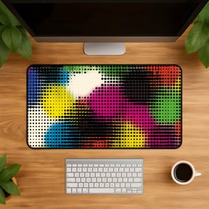 Kleurrijke pop-art bureaumat - retro komische halftoonmuismat kleurrijke gaming-muismat abstracte bureaumat comic art print cadeau voor gamers