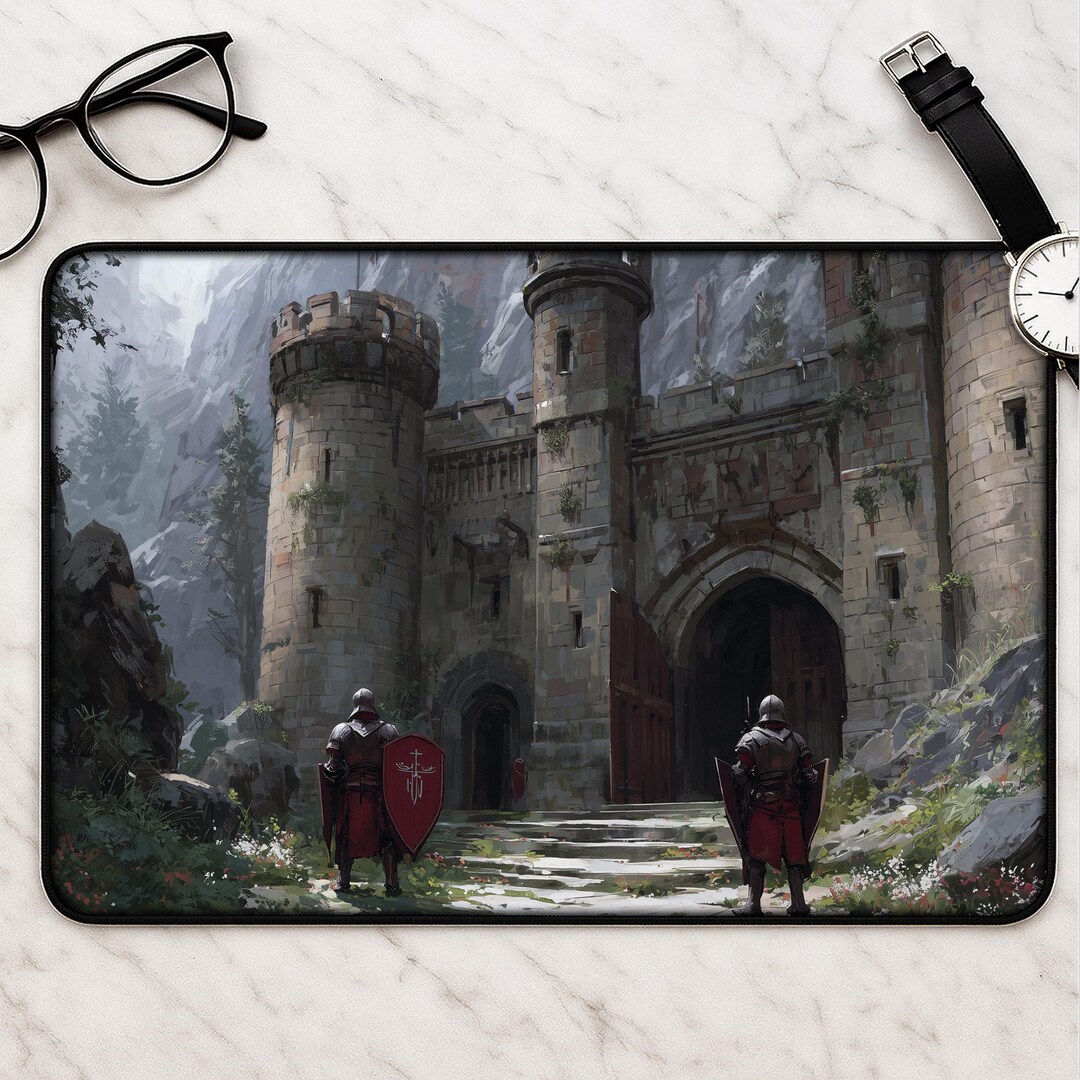 Castle Gate Desk Mat - Medieval Fantasy Fortress Gaming Mousepad Large ...