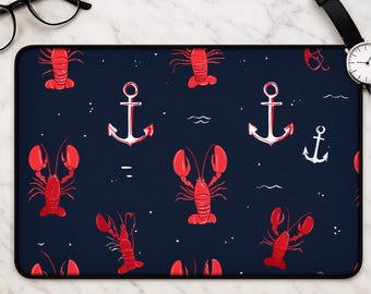 Hummer Schreibtischunterlage mit maritimem Muster - Küstenanker-Wiederholungsdruck großes Mousepad für Büro-Gamer maritimes Geschenk für ihn sie