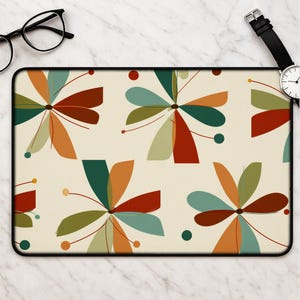 Retro gebloemde bureaumat - esthetische inrichting van de werkruimte muismat cadeau halverwege de eeuw modern botanisch patroon voor gamers en creatievelingen