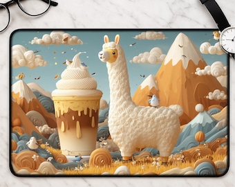Llama latte Schreibtischunterlage kawaii Bergwiese Mousepad wunderliches Lama Lama Kunst Schreibtischunterlage niedliches Geschenk für ihr einzigartiges Büro Dekor