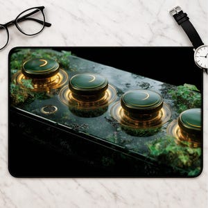 Emerald Marble Ivy Desk Mat - Botanical Green Gold Deco Gaming Mousepad Luxury Gift for Gamers Plant Lovers Workspace Decor Mat