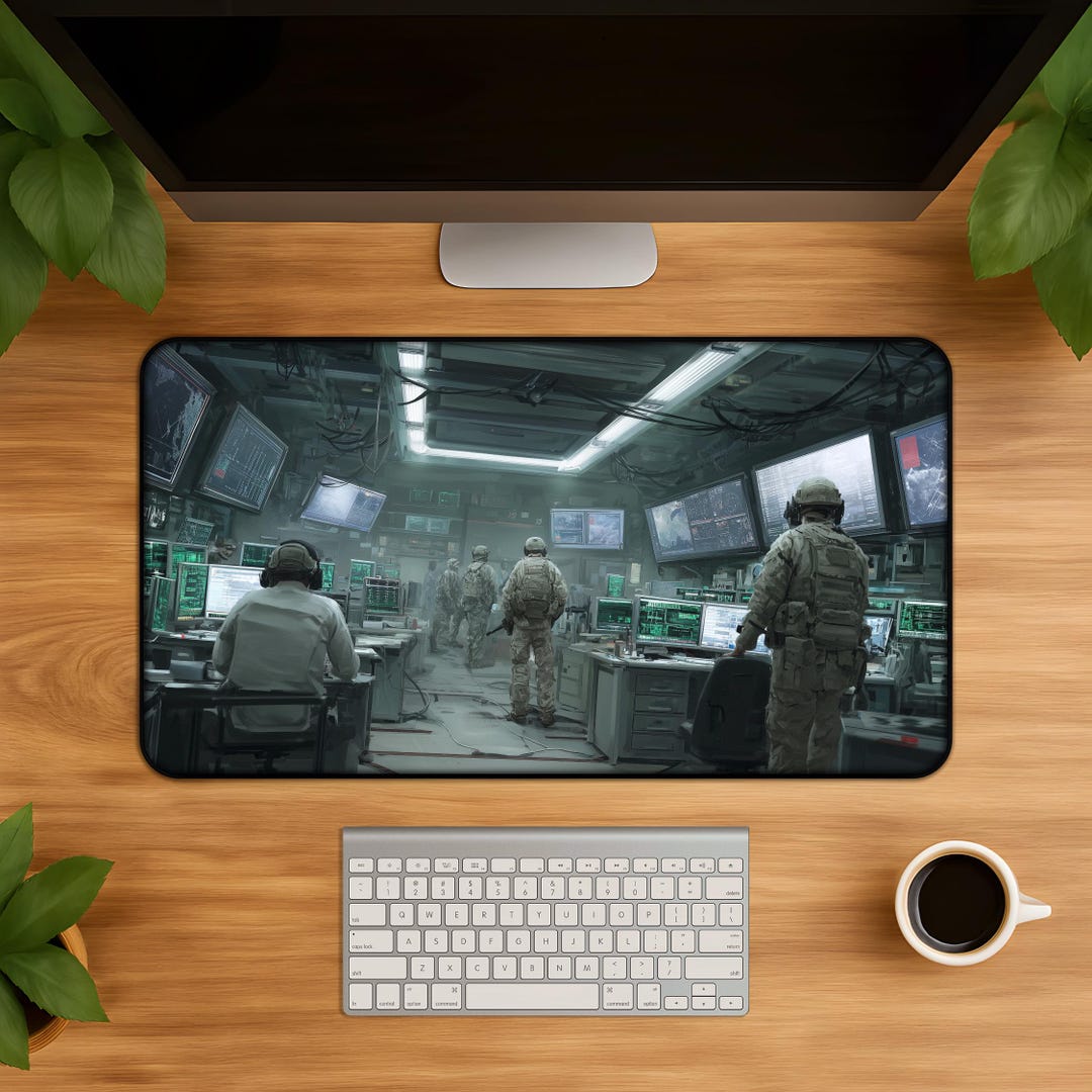 Cyber Military Command Desk Mat - Tactical Gaming Mousepad Dark Tech ...