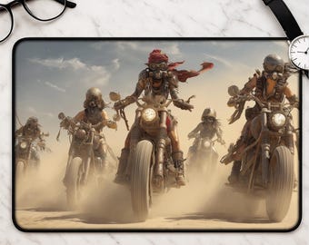 Wasteland Biker Gang-bureaumat - grote gamingmuismat donkere motorfiets muismat cadeau bureaumat voor gamers filmische apocalyptische motorkunst